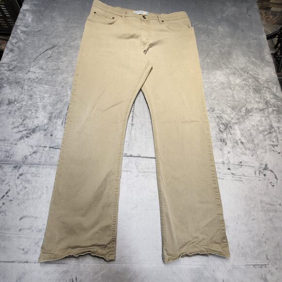 Wrangler Pants Mens 36x30 Khaki Flex Straight Fit Comfort Stretch Casual - Picture 1 of 9